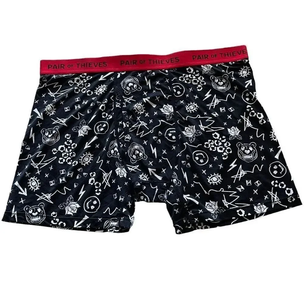 Pair of Thieves Men's Super Soft Boxer Briefs -Black/White SZ M #1534